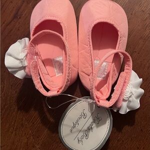 Pink Baby Shoes with White Flowers New